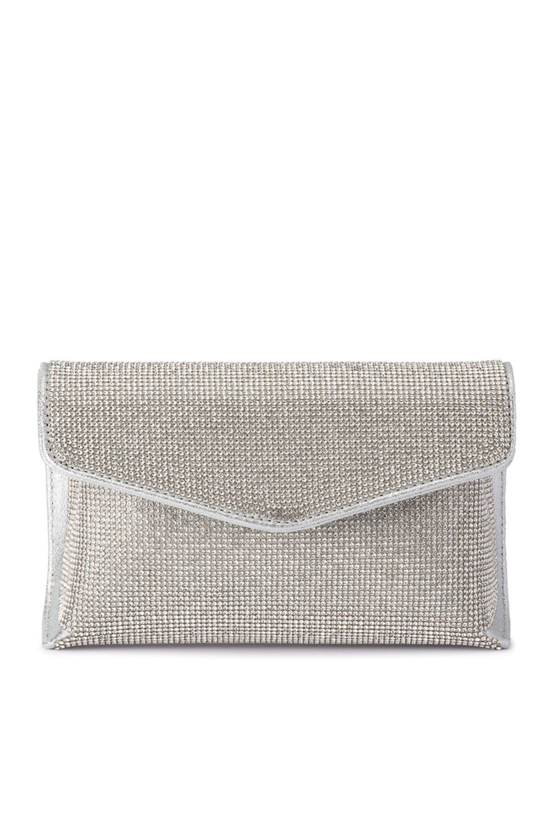 Olga Berg CARA Crystal Envelope Clutch (Gunmetal)