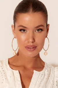 Baroque Pearl Statement Hoops - Gold