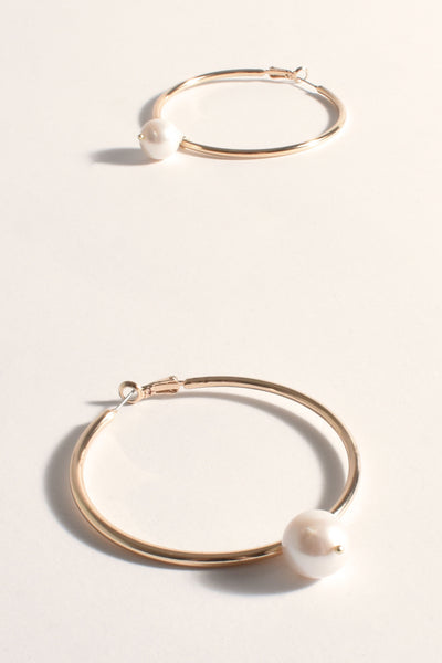 Baroque Pearl Statement Hoops - Gold