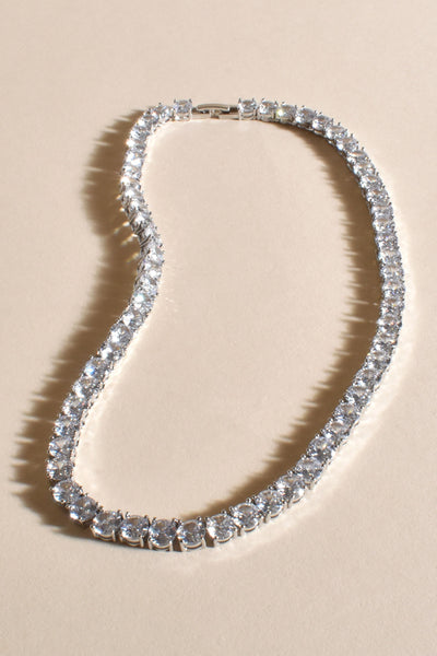 CZ Classic Tennis Necklace - Crystal Silver