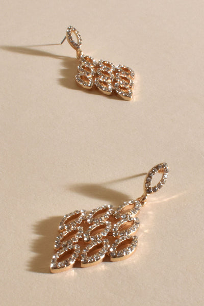 Diamante Chandelier Earrings - Gold Crystal