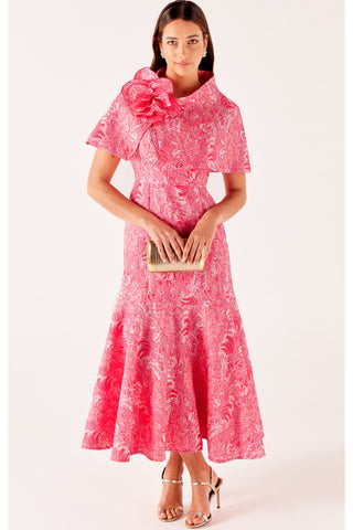 Everlasting Blossom Dress with Capelet - Pink Jacquard SIZE 8 ONLY