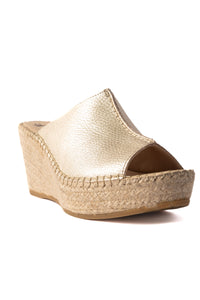 Leather Espadrille Wedge - Gold