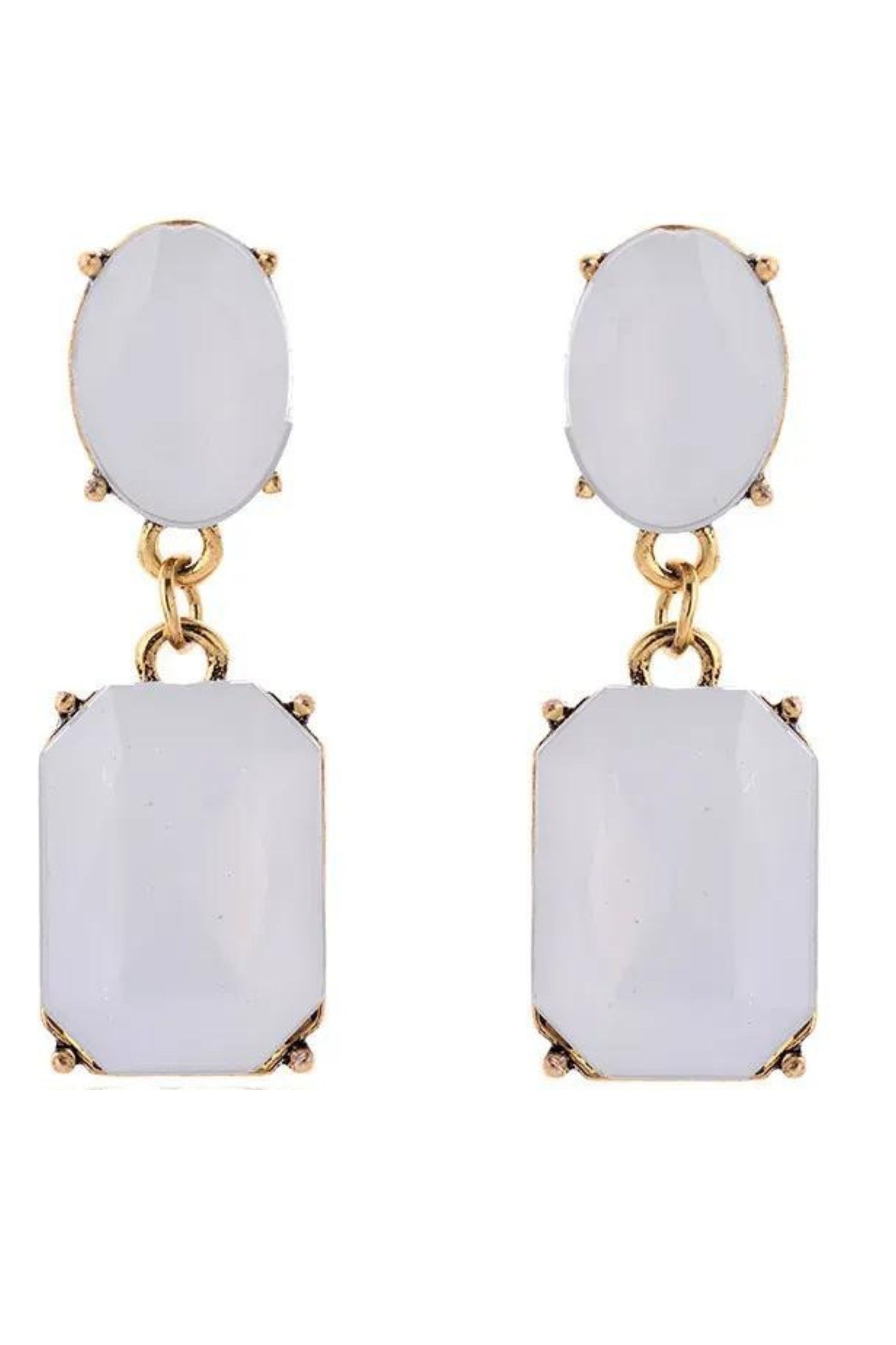 Leighton Crystal Drop Earrings - White