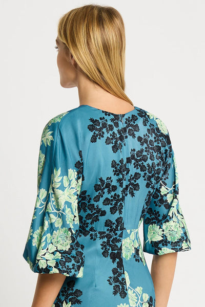 Serenity V-Neck Midi Dress - Blue Mint Floral