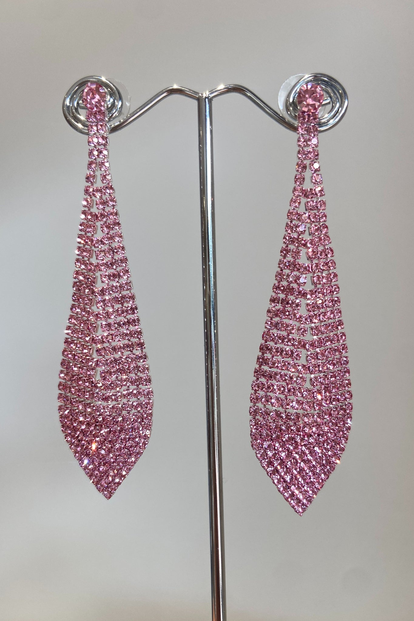 Studio Rhinestone Drop Earrings - Pink