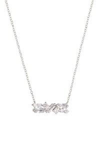 Cluster Bar Crystal Necklace - Silver