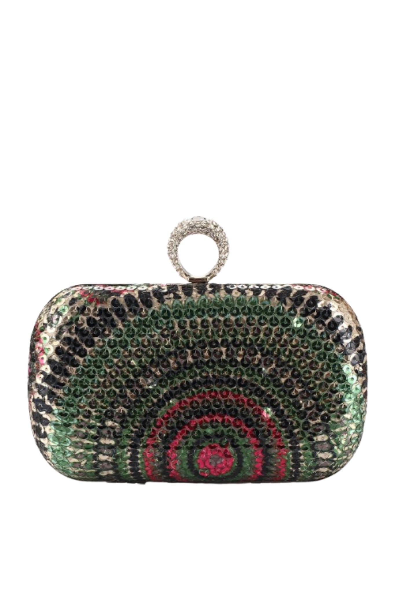 Mini Abstract Sequin Clutch - Green