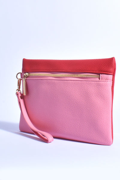 Eliza Zip Front Pouch Clutch - Red Pink
