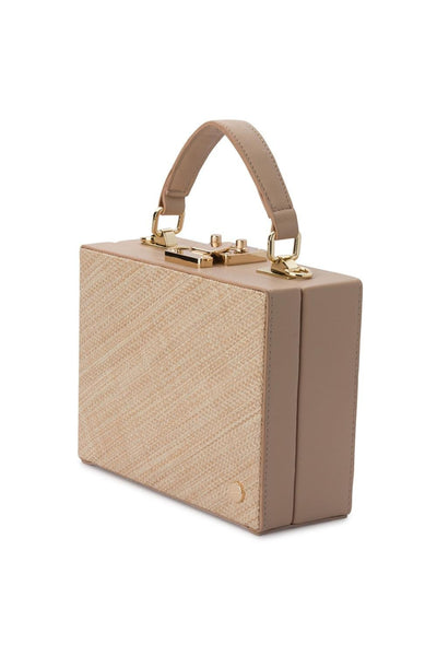 Georgia Straw Weave Top Handle Box Bag - Natural