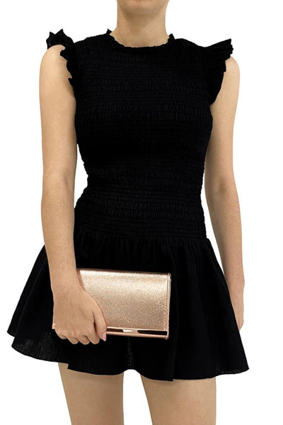 Maddie Metallic Embossed Foldover Clutch - Rose Gold