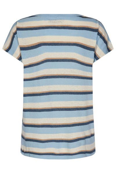 Scarlett Stripe O-Neck T-Shirt - Chambray Blue