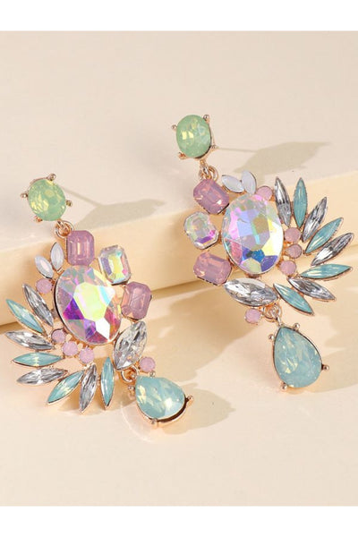 Sofia Crystal Earring - Pastel Pink and Green