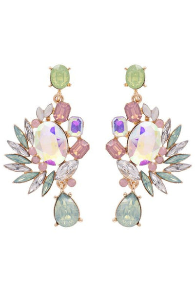 Sofia Crystal Earring - Pastel Pink and Green