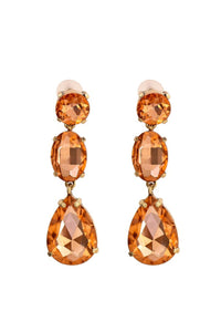 Candace Crystal Trio Drop Earrings - Apricot